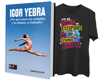 Portada del libro de Igor Yebra junto a camiseta de regalo